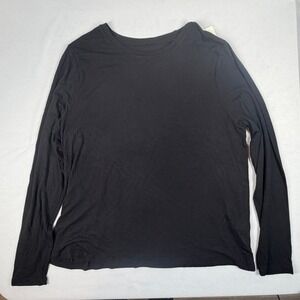 a new day Womens T-Shirt XXL Black Long Sleeve Brushed Knit Crewneck New